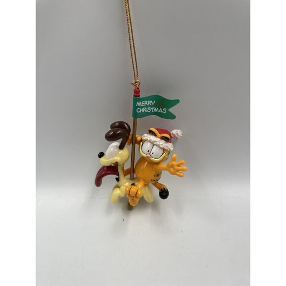 Vintage Garfield Odie Trim A Tree Christmas Ornament Figure Merry Go Round - Picture 1 of 6